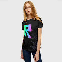 Футболка женская Roblox logo neon, цвет: 3D-принт — фото 2