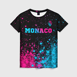 Женская футболка Monaco - neon gradient: символ сверху
