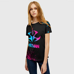Футболка женская Hitman - neon gradient, цвет: 3D-принт — фото 2