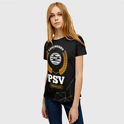 Футболка женская Лого PSV и надпись legendary football club на темн, цвет: 3D-принт — фото 2