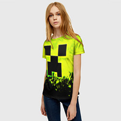 Футболка женская Creeper neon, цвет: 3D-принт — фото 2