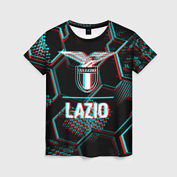Футболка женская Lazio FC в стиле glitch на темном фоне, цвет: 3D-принт