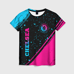 Футболка женская Chelsea - neon gradient: надпись, символ, цвет: 3D-принт