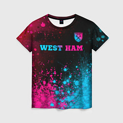 Женская футболка West Ham - neon gradient: символ сверху