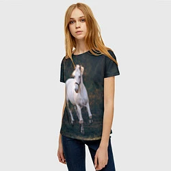Футболка женская Скачущая белая лошадь, цвет: 3D-принт — фото 2