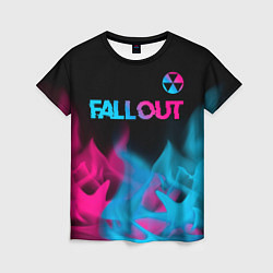 Футболка женская Fallout - neon gradient: символ сверху, цвет: 3D-принт