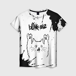 Футболка женская Blink 182 рок кот на светлом фоне, цвет: 3D-принт