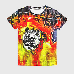 Футболка женская Волк и огонь, цвет: 3D-принт
