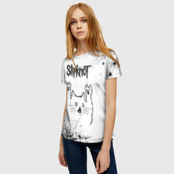 Футболка женская Slipknot рок кот на светлом фоне, цвет: 3D-принт — фото 2