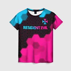 Женская футболка Resident Evil - neon gradient: символ сверху