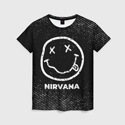 Футболка женская Nirvana с потертостями на темном фоне, цвет: 3D-принт