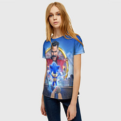 Футболка женская Соник и доктор Эггман, цвет: 3D-принт — фото 2