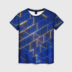 Футболка женская Синие треугольники и жёлтый свет, цвет: 3D-принт