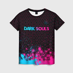 Футболка женская Dark Souls - neon gradient: символ сверху, цвет: 3D-принт