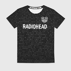 Футболка женская Radiohead glitch на темном фоне: символ сверху, цвет: 3D-принт