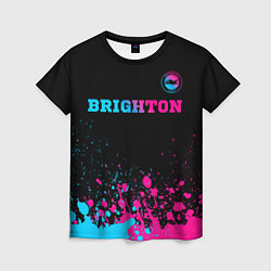 Футболка женская Brighton - neon gradient: символ сверху, цвет: 3D-принт