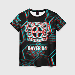 Футболка женская Bayer 04 FC в стиле glitch на темном фоне, цвет: 3D-принт