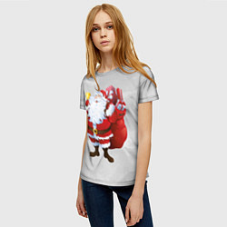 Футболка женская Санта Клаус и колокольчик, цвет: 3D-принт — фото 2