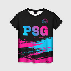 Футболка женская PSG - neon gradient: символ сверху, цвет: 3D-принт