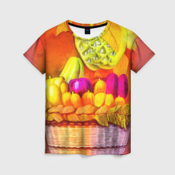 Футболка женская Спелые фрукты и овощи в плетеной корзине, цвет: 3D-принт