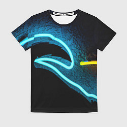 Футболка женская Неоновый разлом - киберпанк броня, цвет: 3D-принт