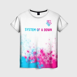 Футболка женская System of a Down neon gradient style: символ сверх, цвет: 3D-принт