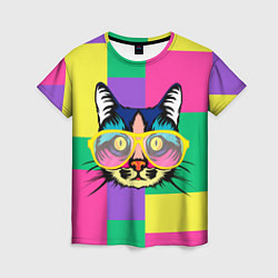 Футболка женская Кот в стиле поп-арт, цвет: 3D-принт