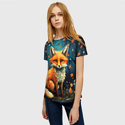 Футболка женская Лиса в Folk Art стиле, цвет: 3D-принт — фото 2