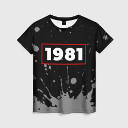 Женская футболка 1981 - в красной рамке на темном