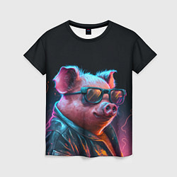 Футболка женская Свинья в очках, цвет: 3D-принт
