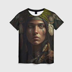 Футболка женская Девушка индеец, цвет: 3D-принт