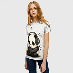 Футболка женская Милая панда в наушниках, цвет: 3D-принт — фото 2