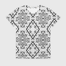 Футболка женская Бело-серый этнический орнамент, цвет: 3D-принт