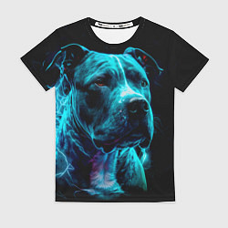 Женская футболка Стаффордширский терьер искрящий молниями