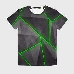 Женская футболка Stripes Abstract green