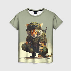 Женская футболка Милитари тигр