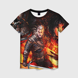 Футболка женская The Witcher Геральт в огне, цвет: 3D-принт