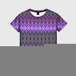 Футболка женская Серо-фиолетовый этнический геометрический узор, цвет: 3D-принт