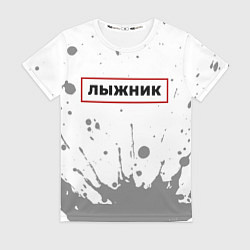 Футболка женская Лыжник в рамке красного цвета, цвет: 3D-принт