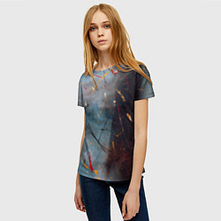Футболка женская Тёмно-серый туман и краски, цвет: 3D-принт — фото 2
