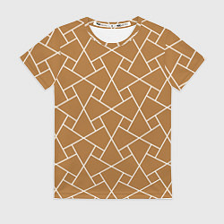 Футболка женская Абстрактный оранжевый фон и белые ломанные линии, цвет: 3D-принт