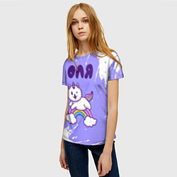 Футболка женская Оля кошка единорожка, цвет: 3D-принт — фото 2