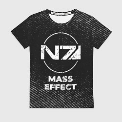 Футболка женская Mass Effect с потертостями на темном фоне, цвет: 3D-принт