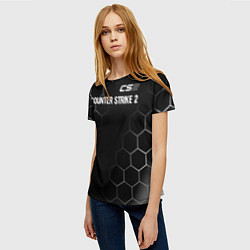 Футболка женская Counter Strike 2 glitch на темном фоне: символ све, цвет: 3D-принт — фото 2