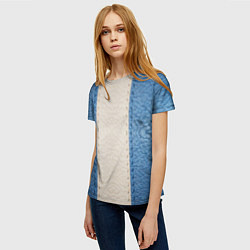 Футболка женская Кожа синяя белая, цвет: 3D-принт — фото 2