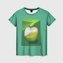 Футболка женская Зеленое яблоко на мятном фоне, цвет: 3D-принт