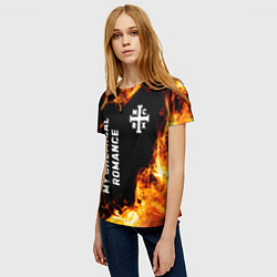 Футболка женская My Chemical Romance и пылающий огонь, цвет: 3D-принт — фото 2