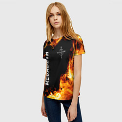 Футболка женская Megadeth и пылающий огонь, цвет: 3D-принт — фото 2