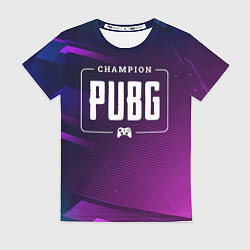 Футболка женская PUBG gaming champion: рамка с лого и джойстиком на, цвет: 3D-принт