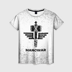 Футболка женская Manowar с потертостями на светлом фоне, цвет: 3D-принт